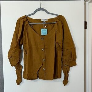 Hayden Women's Tan Button-Up Blouse